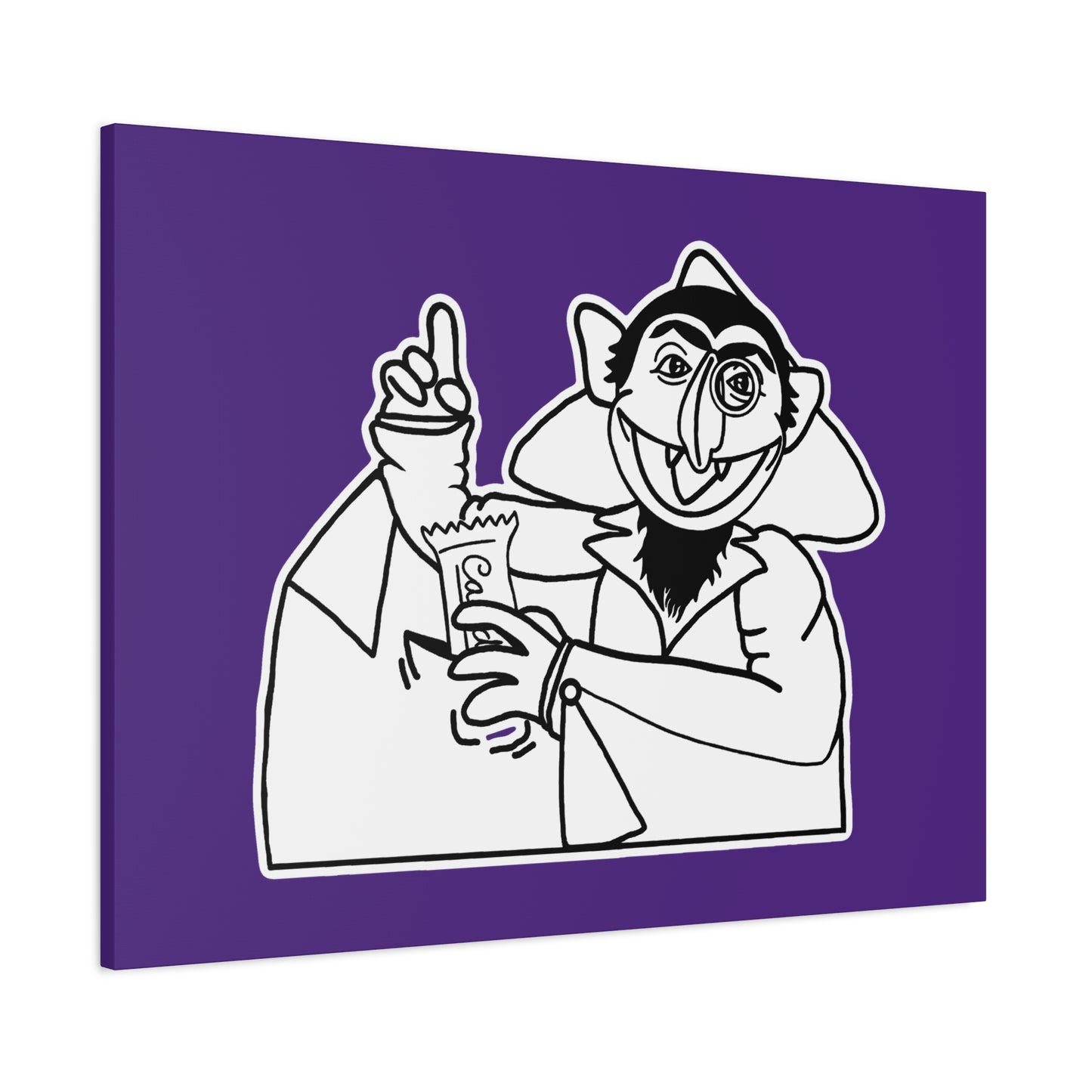 The Count Stealing Candy Outline Canvas Print Purple - Sesame Street The Count Parody Art