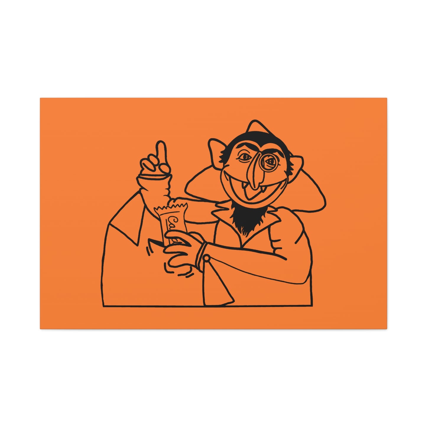 The Count Stealing Candy Outline Canvas Print Light Orange - Sesame Street The Count Parody Art