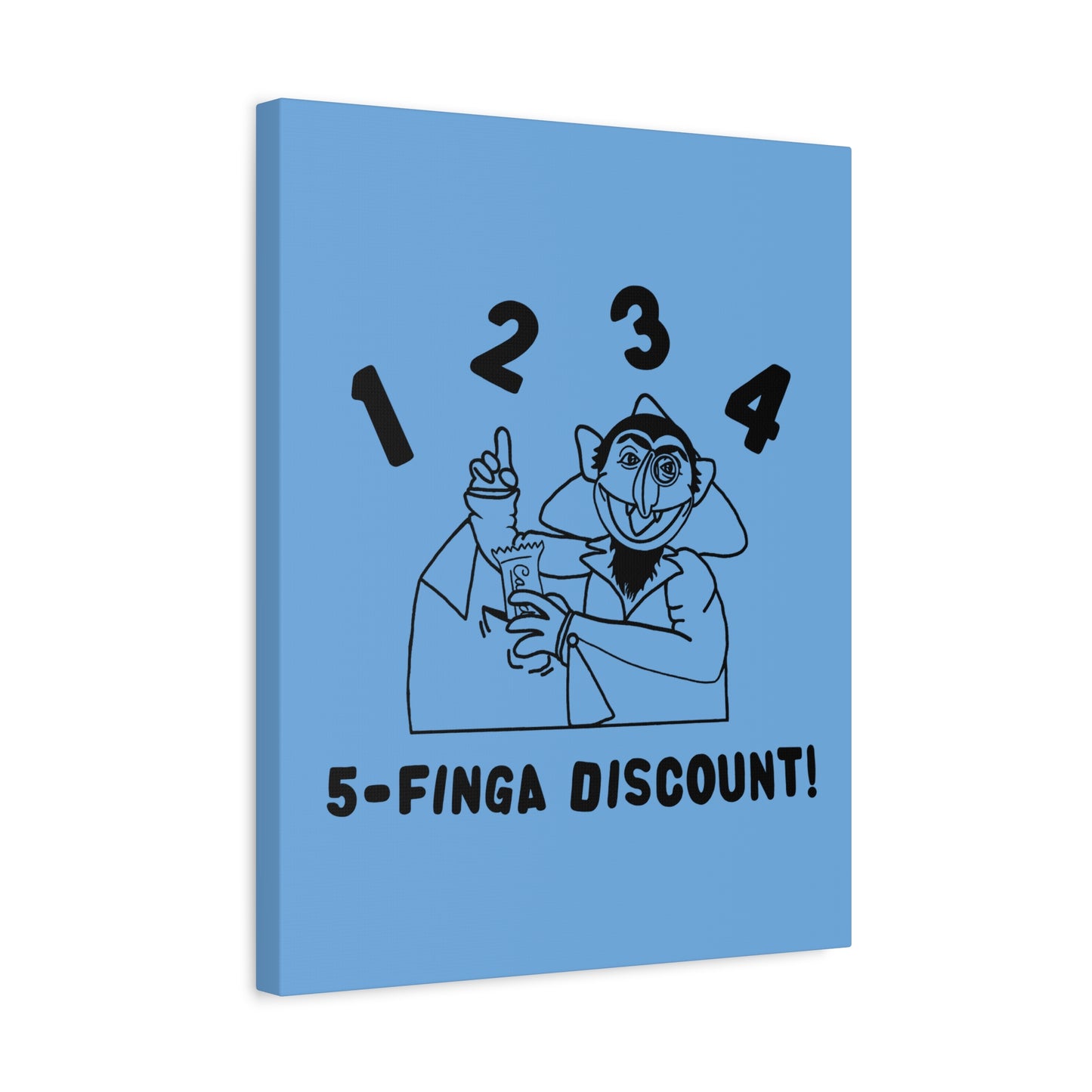 Five Finger Discount Outline Canvas Print Light Blue - Sesame Street The Count Parody Art Print