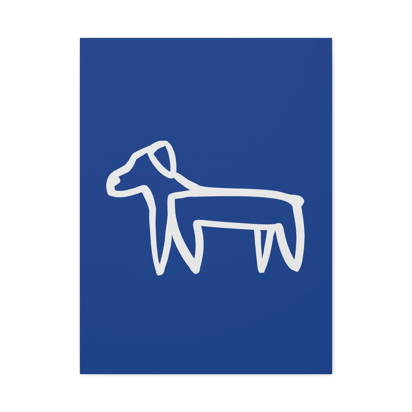 Dog Canvas Print on Blue (Transparent Style White Dog) - Dog Art Print
