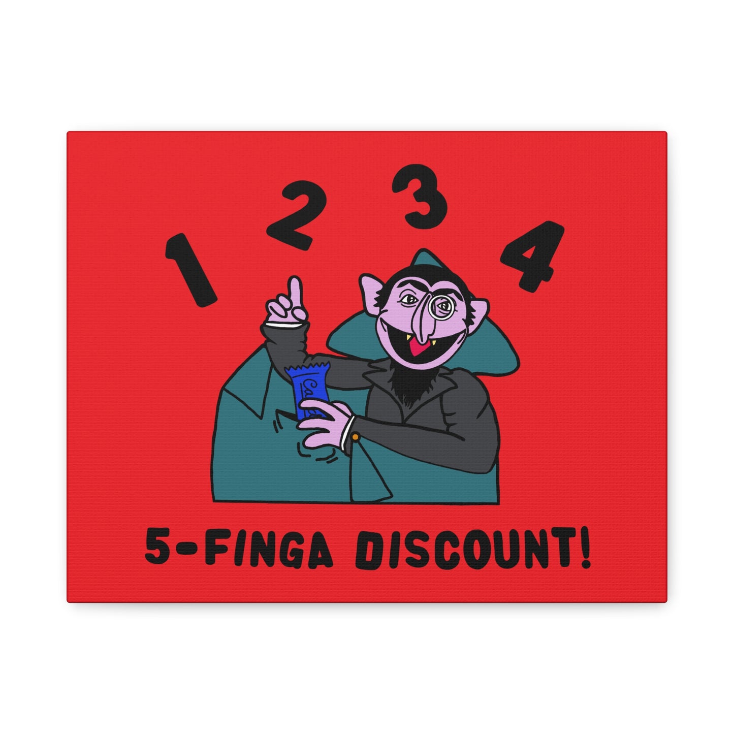Five Finger Discount Canvas Print Red - Sesame Street The Count Parody Art Print