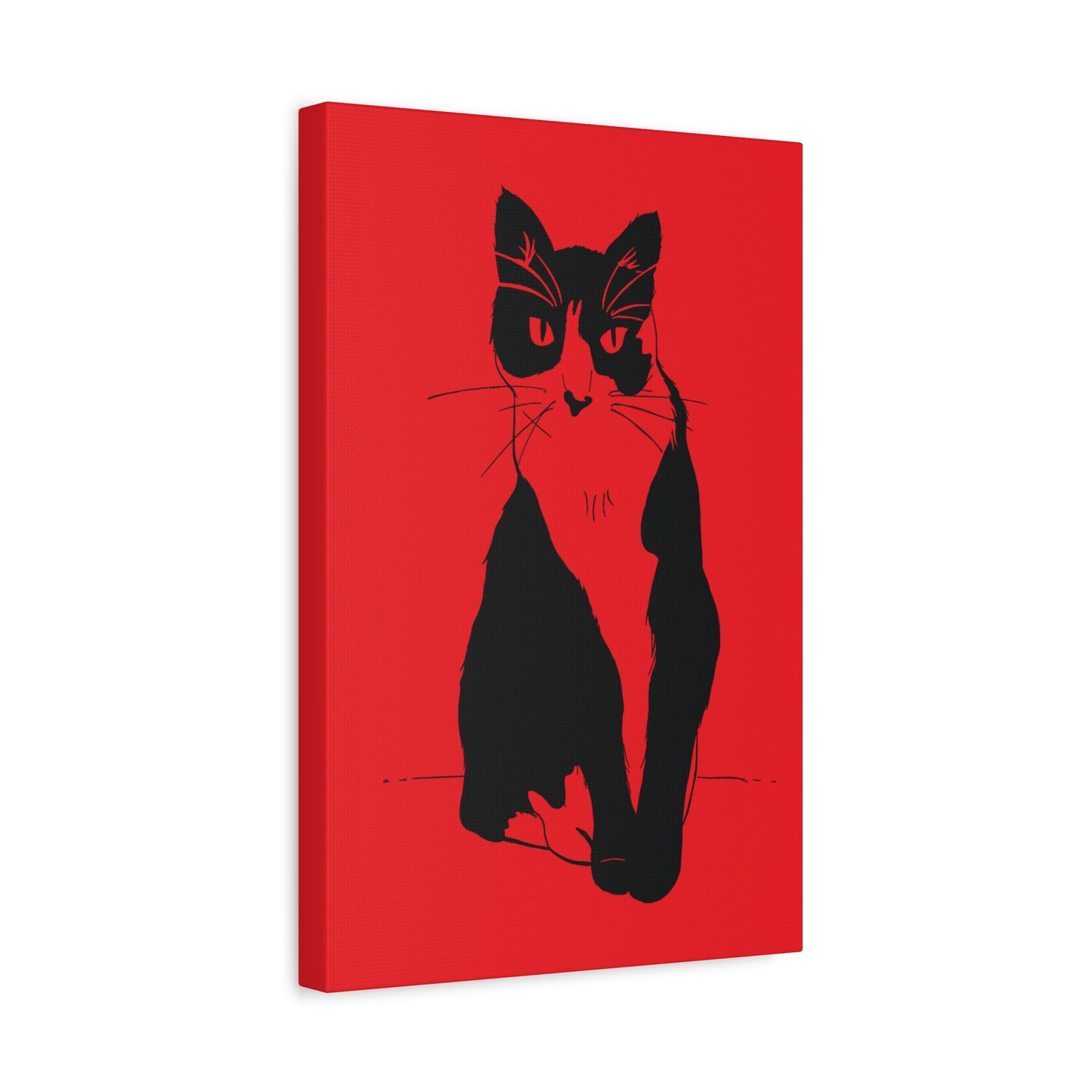 Cat Canvas Print on Red (Transparent Style Cat) - Cat Drawing Art