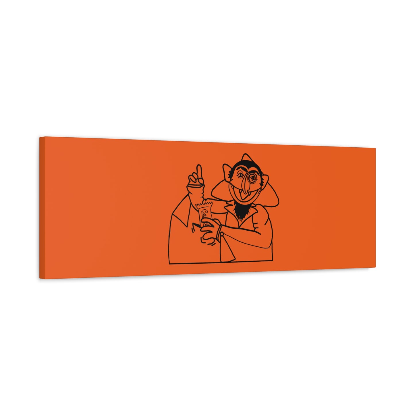 The Count Stealing Candy Outline Canvas Print Orange - Sesame Street The Count Parody Art Print