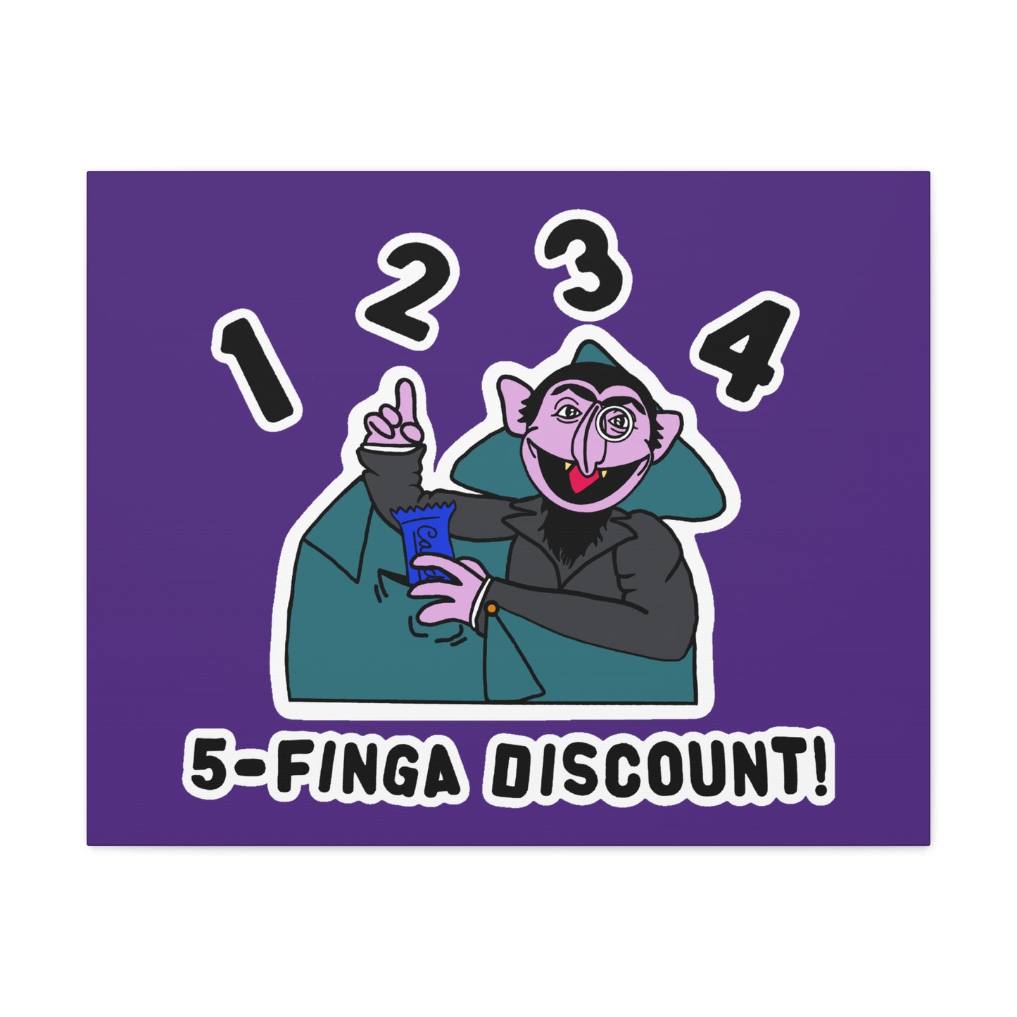Five Finger Discount Canvas Print Light Purple - Sesame Street The Count Parody Art Print