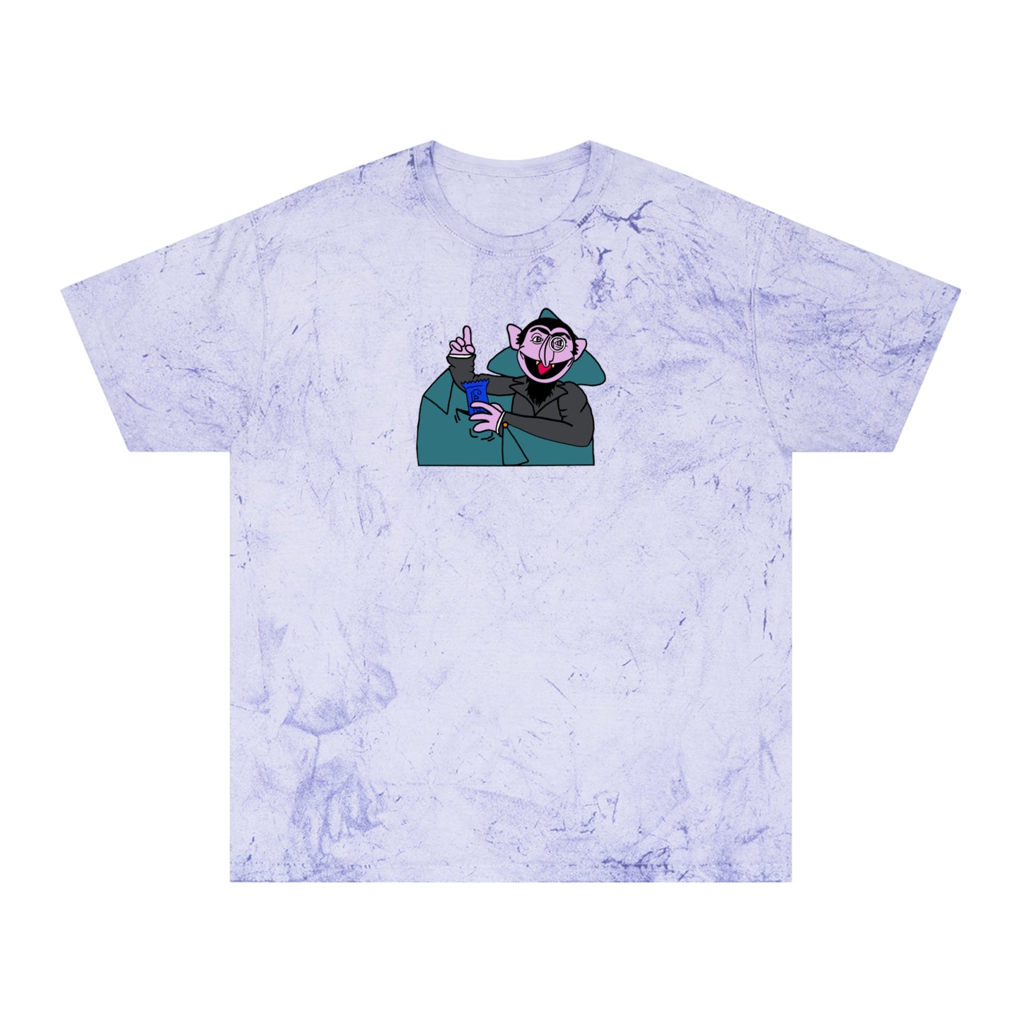 The Count Stealing Candy Color Blast Tee - Sesame Street The Count Parody Shirt