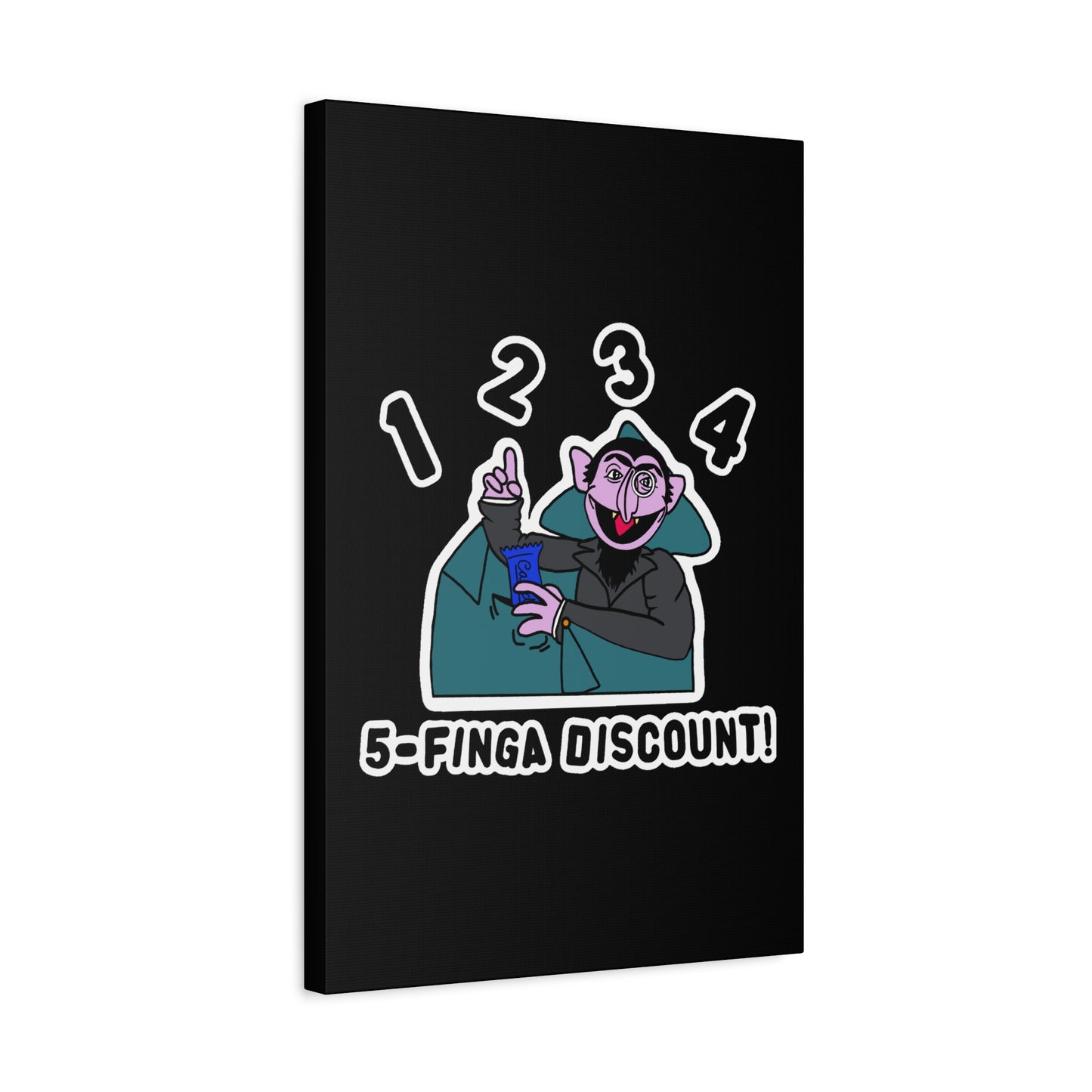Five Finger Discount Canvas Print Black - Sesame Street The Count Parody Art Print