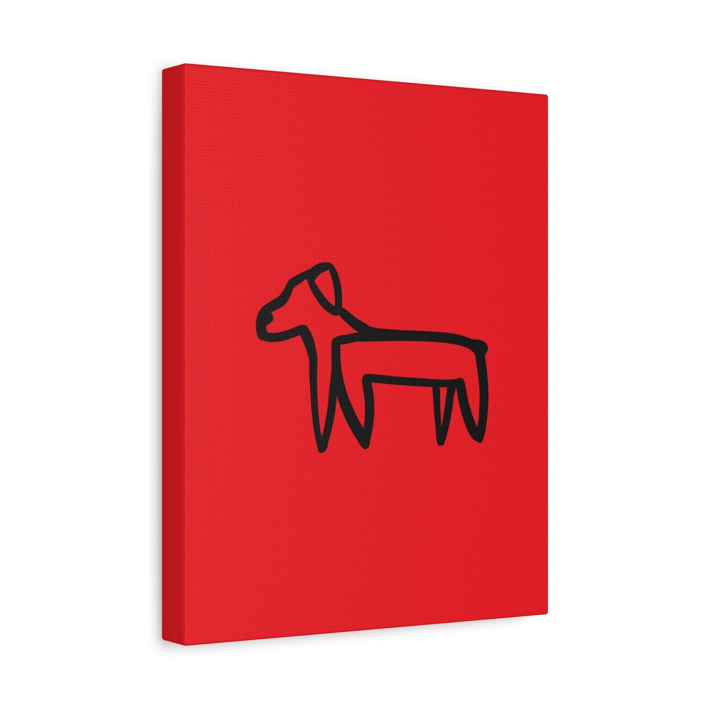Dog Canvas Print on Red (Transparent Style Black Dog) - Dog Drawing Canvas