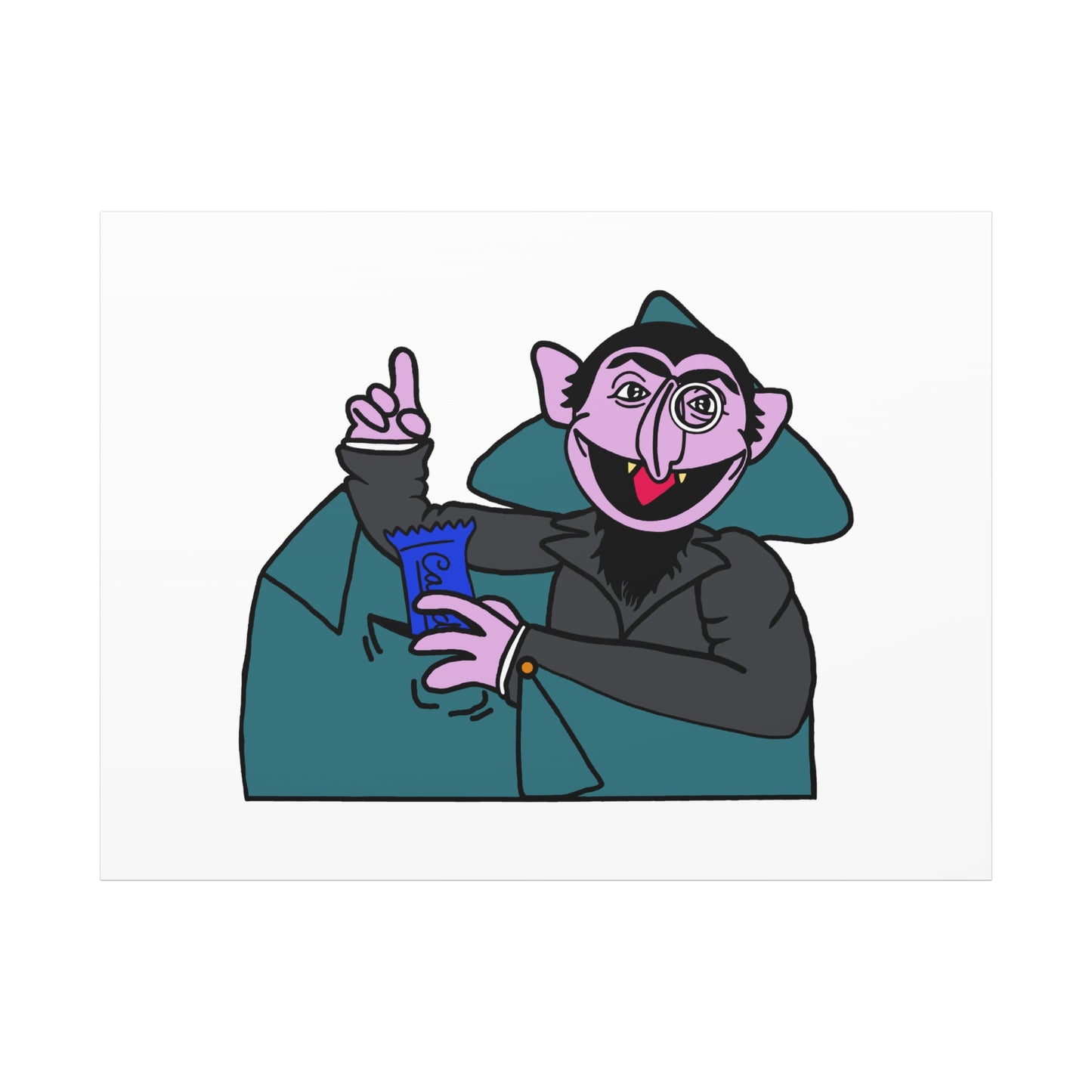 The Count Stealing Candy Canvas Print White - Sesame Street The Count Parody Art
