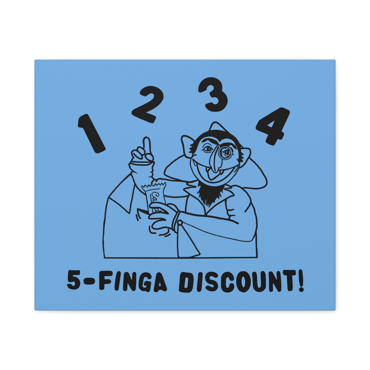 Five Finger Discount Outline Canvas Print Light Blue - Sesame Street The Count Parody Art Print
