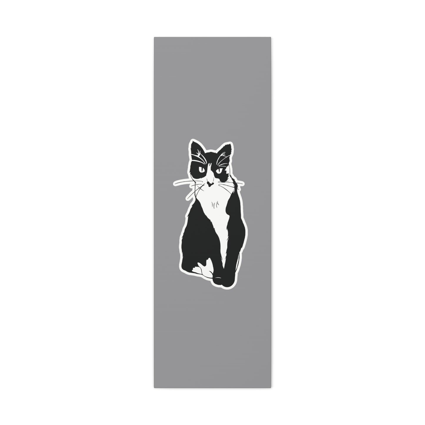 Cat Canvas Print on Grey (Sticker Style Cat) - Cat Drawing Wall Art