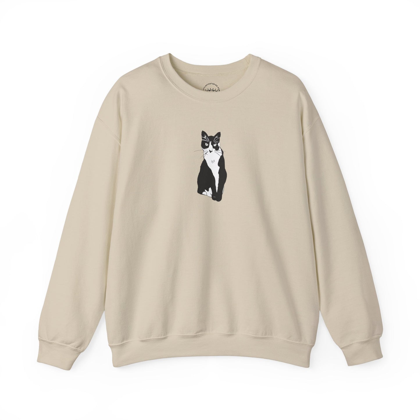 Cat Sweatshirt (B&W Style Cat) - Cat Drawing Sweatshirt
