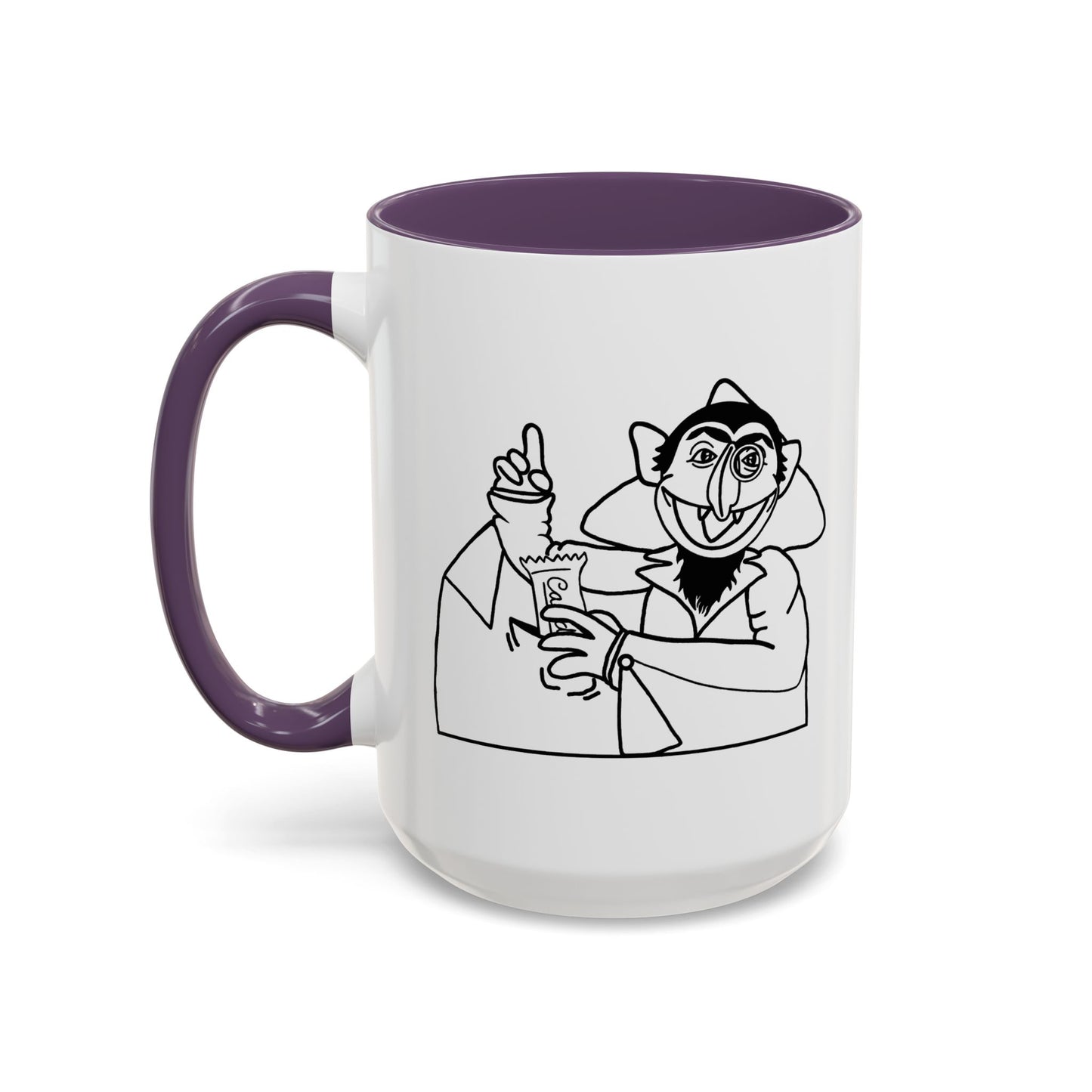 The Count Stealing Candy Outline Accent Mug - Sesame Street The Count Parody Coffee Mug