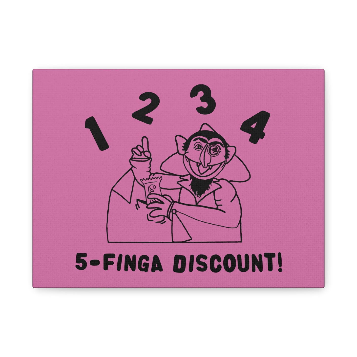 Five Finger Discount Outline Canvas Print Light Pink - Sesame Street The Count Parody Art Print