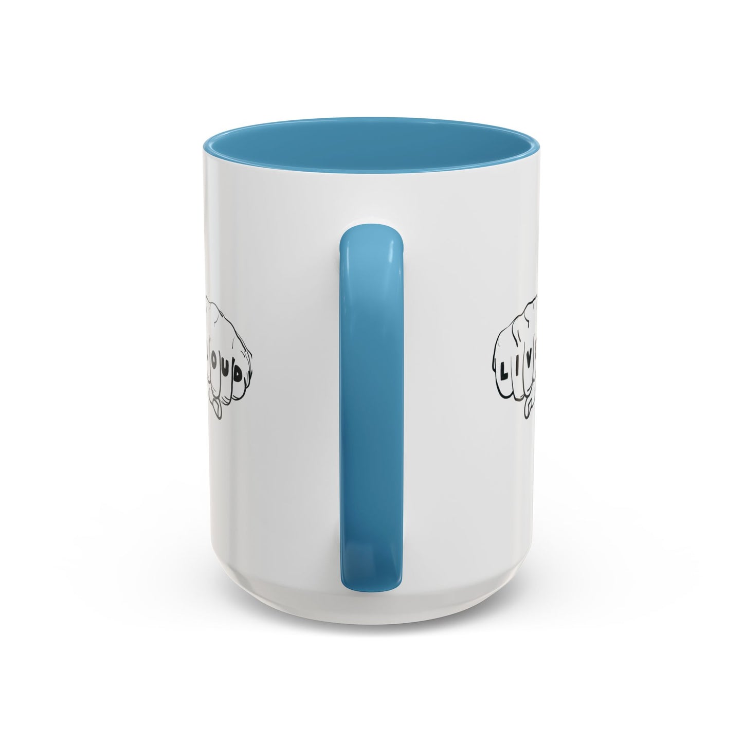Live Loud Knuckle Tats Tattooed Fists - Four Fists Accent Mug