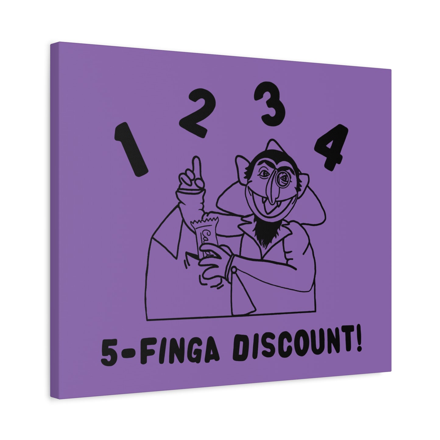Five Finger Discount Outline Canvas Print Light Purple - Sesame Street The Count Parody Art Print