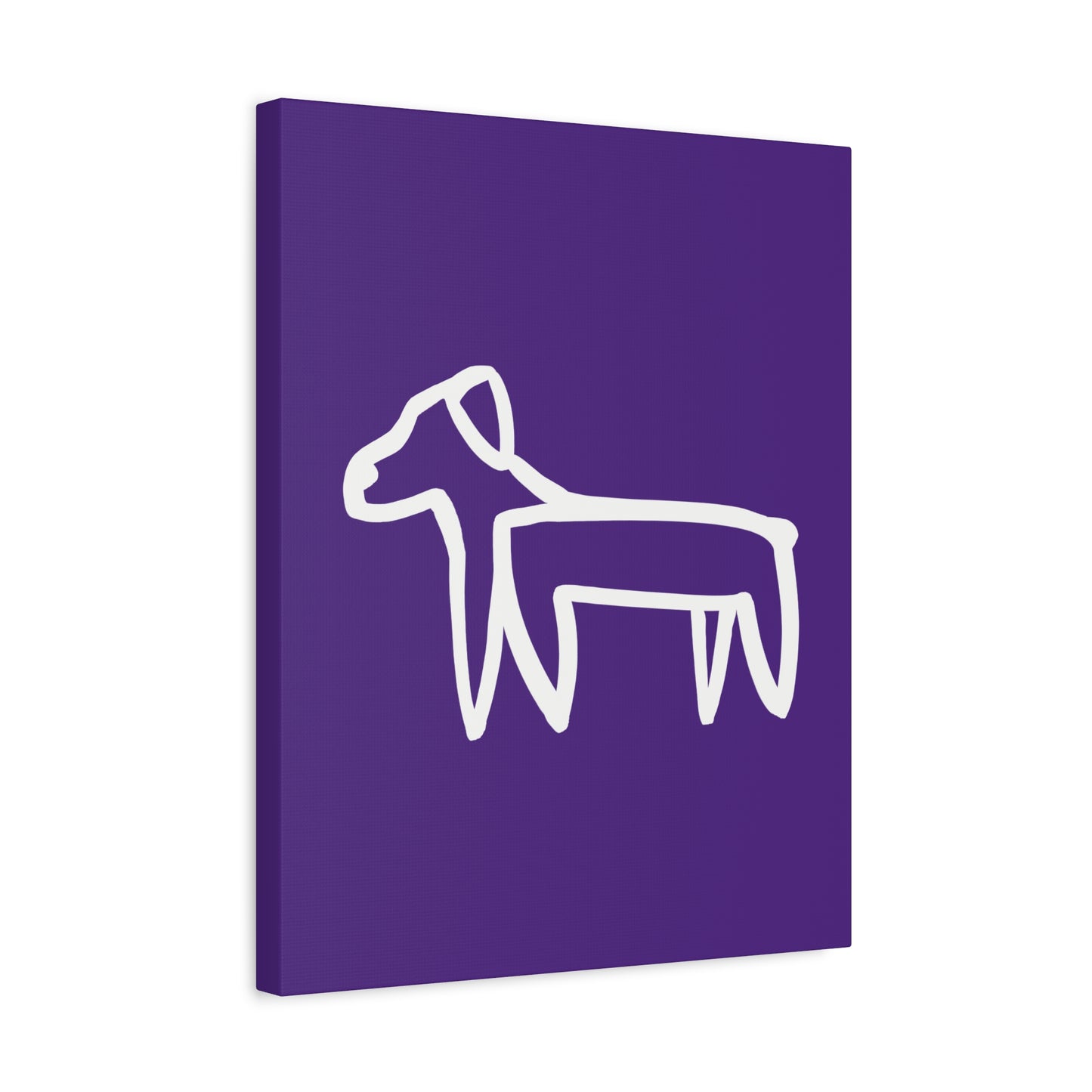 Dog Canvas Print on Purple (Transparent Style White Dog) - Dog Art Print