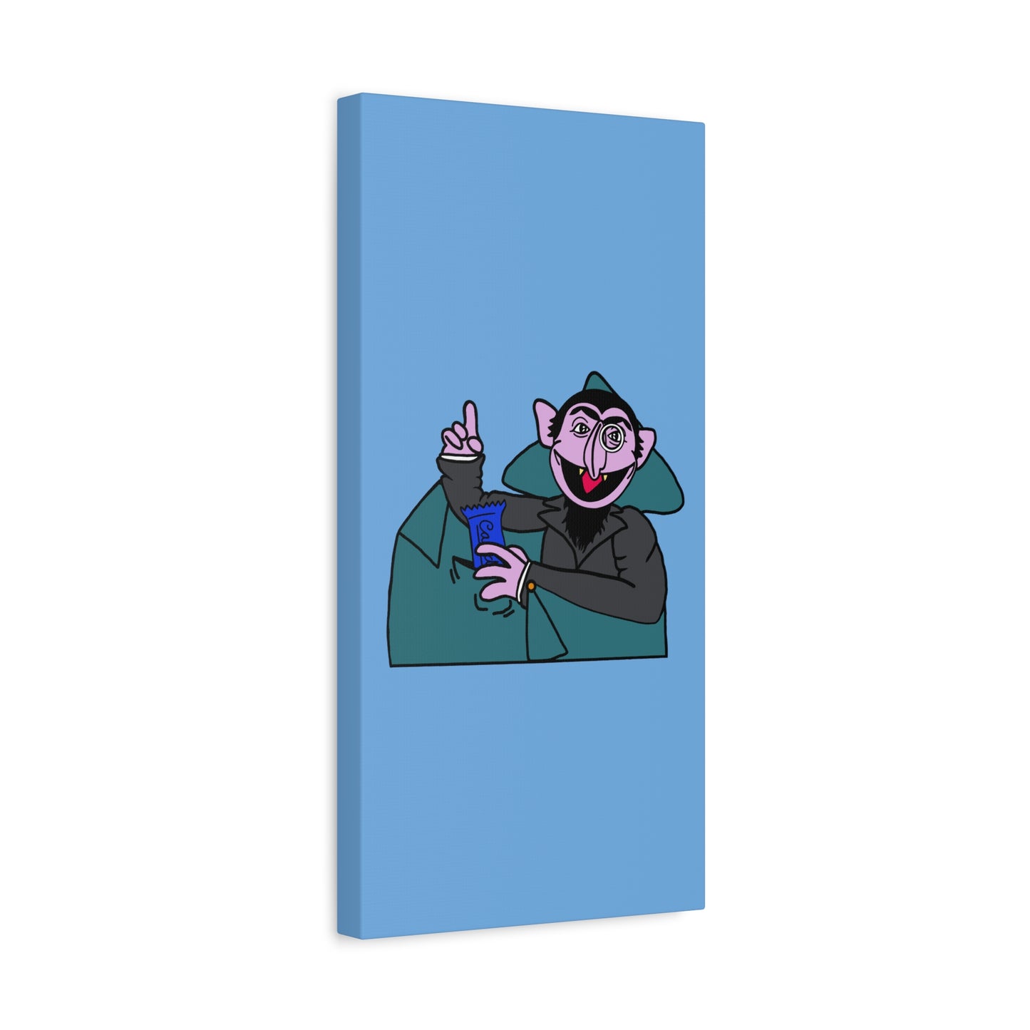 The Count Stealing Candy Canvas Print Light Blue - Sesame Street The Count Parody Art