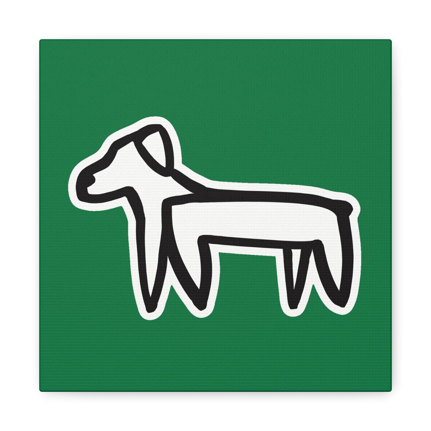 Dog Canvas Print on Green (Sticker Style White Dog) - Dog Art Print