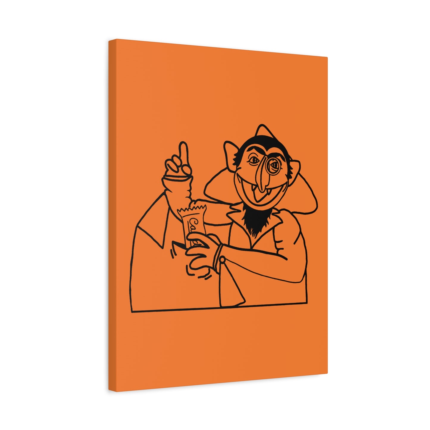 The Count Stealing Candy Outline Canvas Print Light Orange - Sesame Street The Count Parody Art