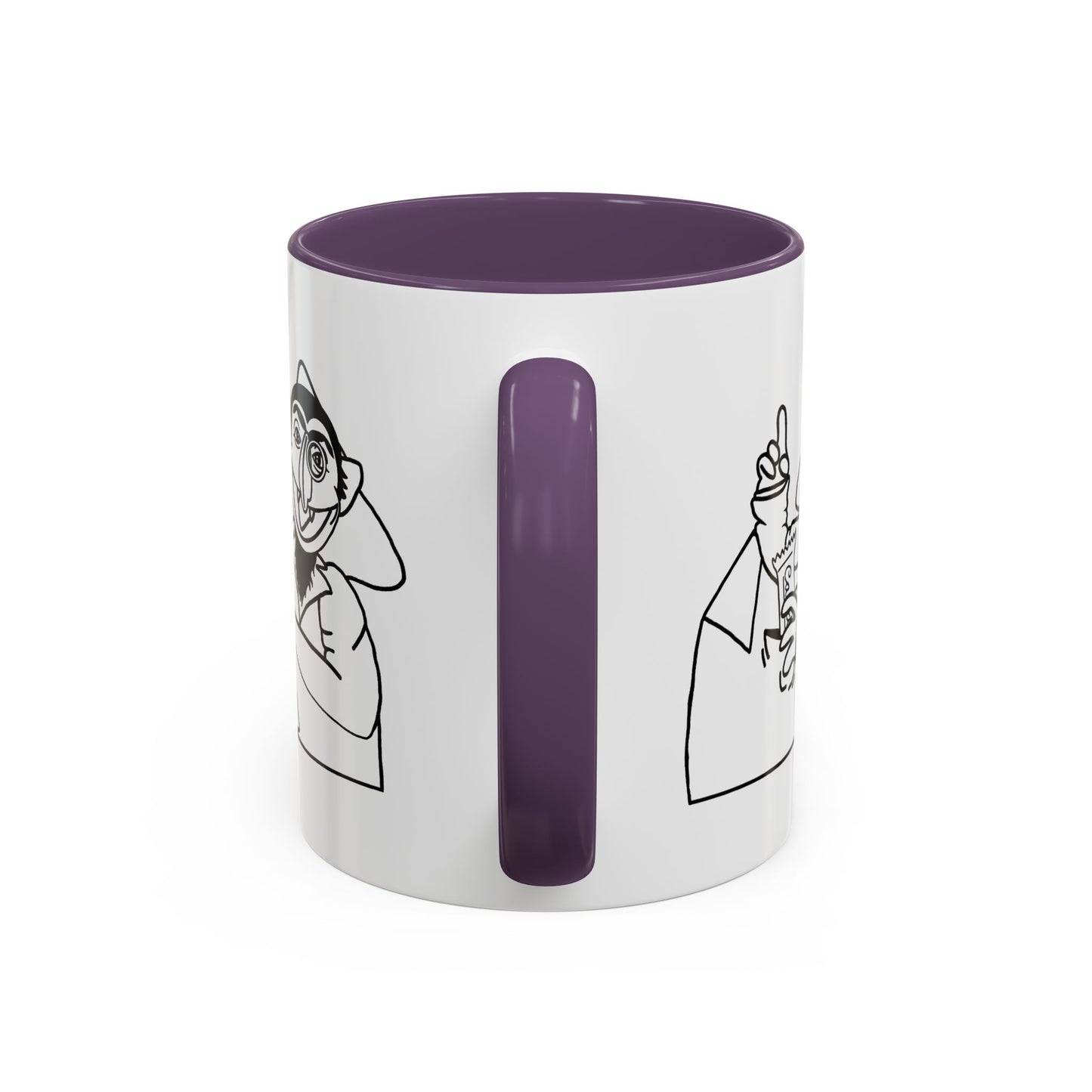 The Count Stealing Candy Outline Accent Mug - Sesame Street The Count Parody Coffee Mug