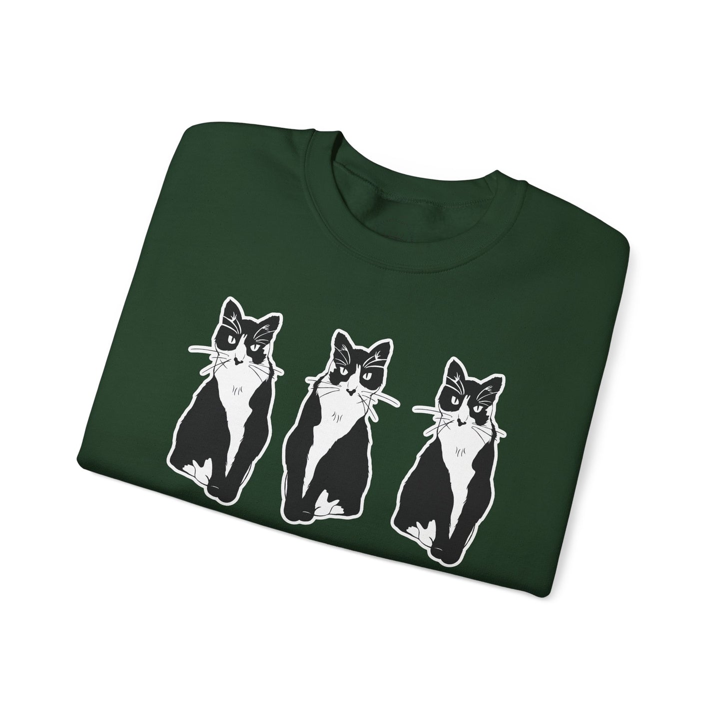 Cat x3 Sweatshirt (Sticker Style Cat) - Cat Drawing Sweatshirt