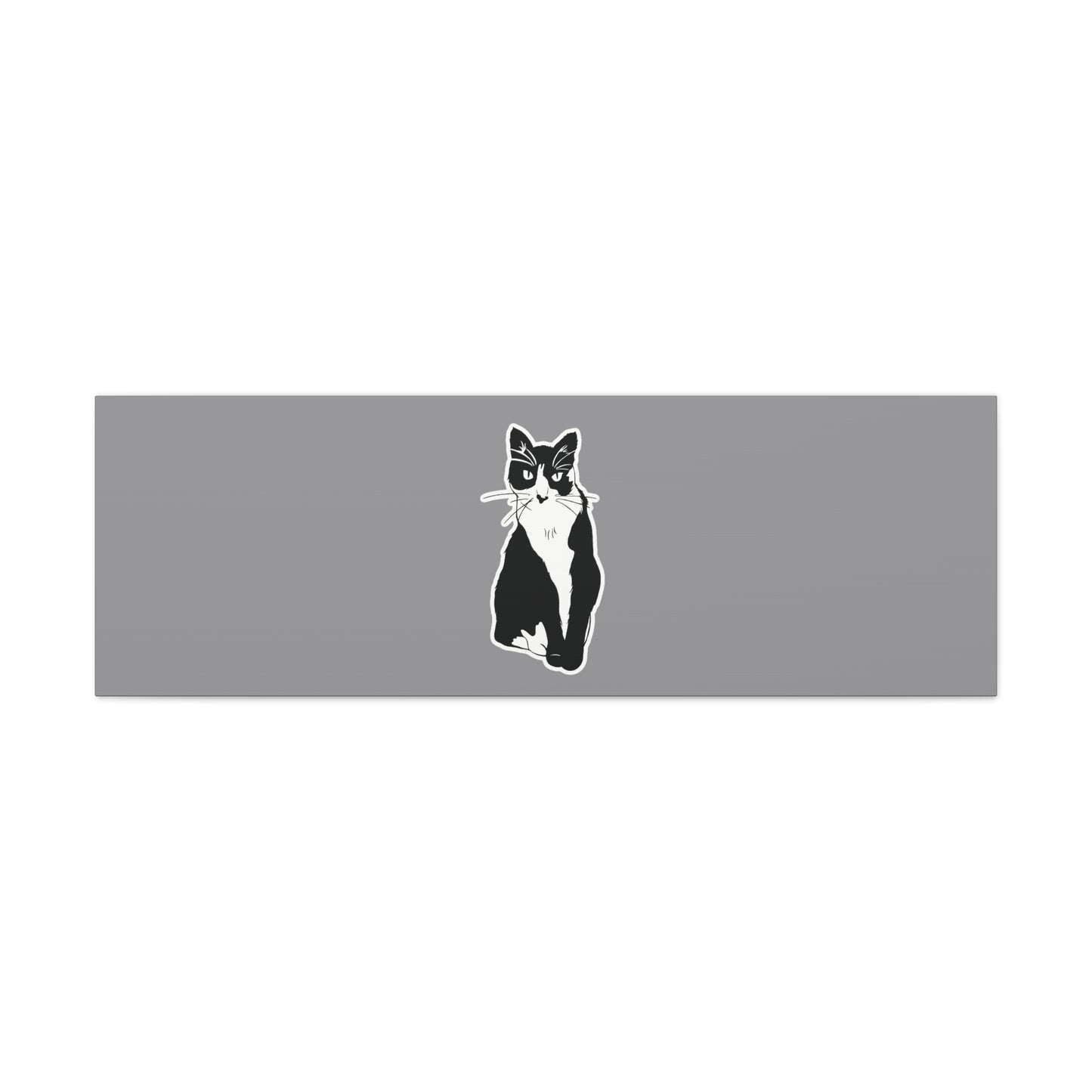 Cat Canvas Print on Grey (Sticker Style Cat) - Cat Drawing Wall Art