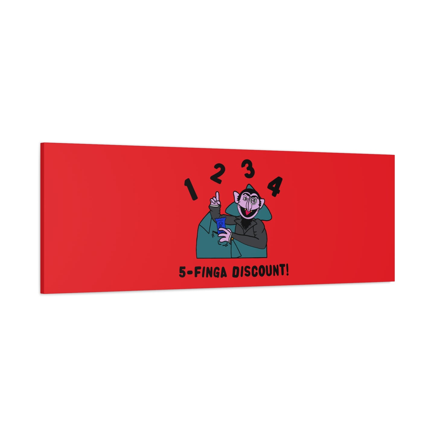 Five Finger Discount Canvas Print Red - Sesame Street The Count Parody Art Print