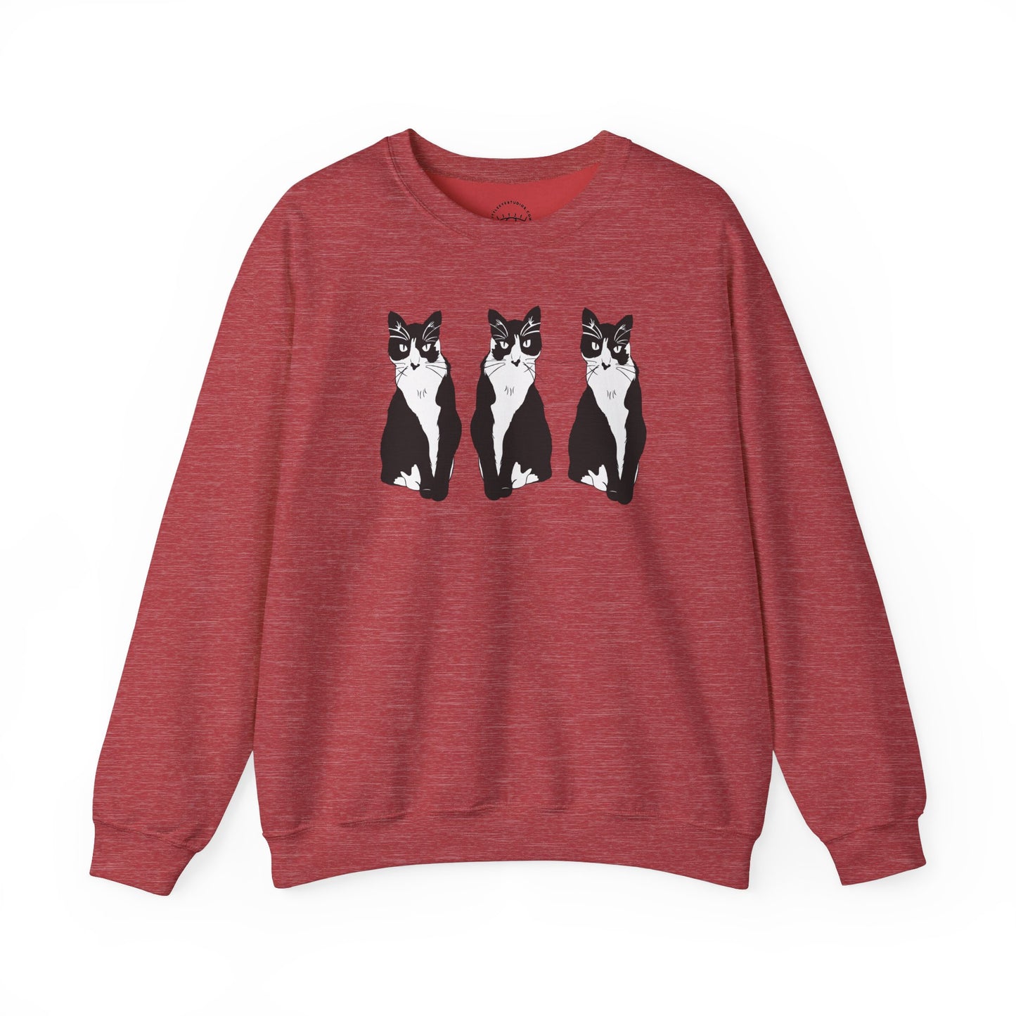 Cat x3 Sweatshirt (B&W Style Cat) - Cat Drawing Sweatshirt