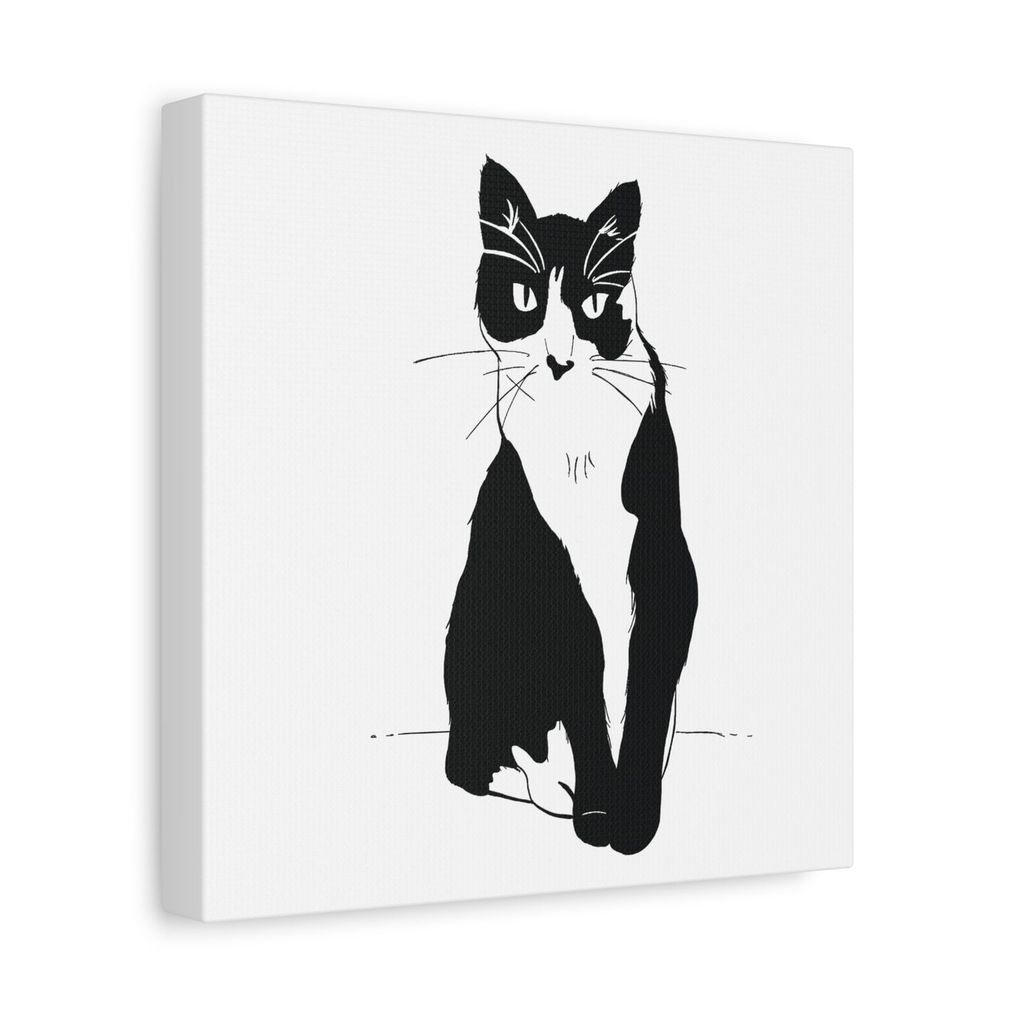 Cat Canvas Print on White (Transparent Style Cat) - Cat Drawing Art