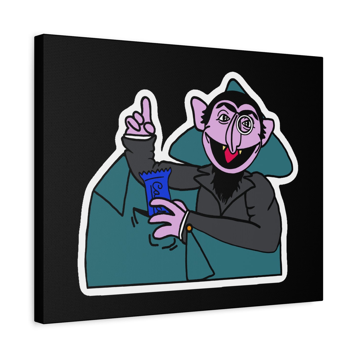 The Count Stealing Candy Canvas Print Black - Sesame Street The Count Parody Art