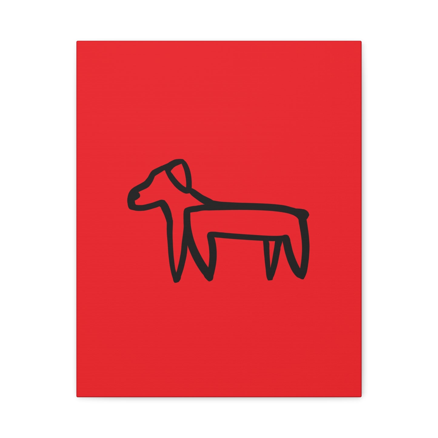 Dog Canvas Print on Red (Transparent Style Black Dog) - Dog Drawing Canvas
