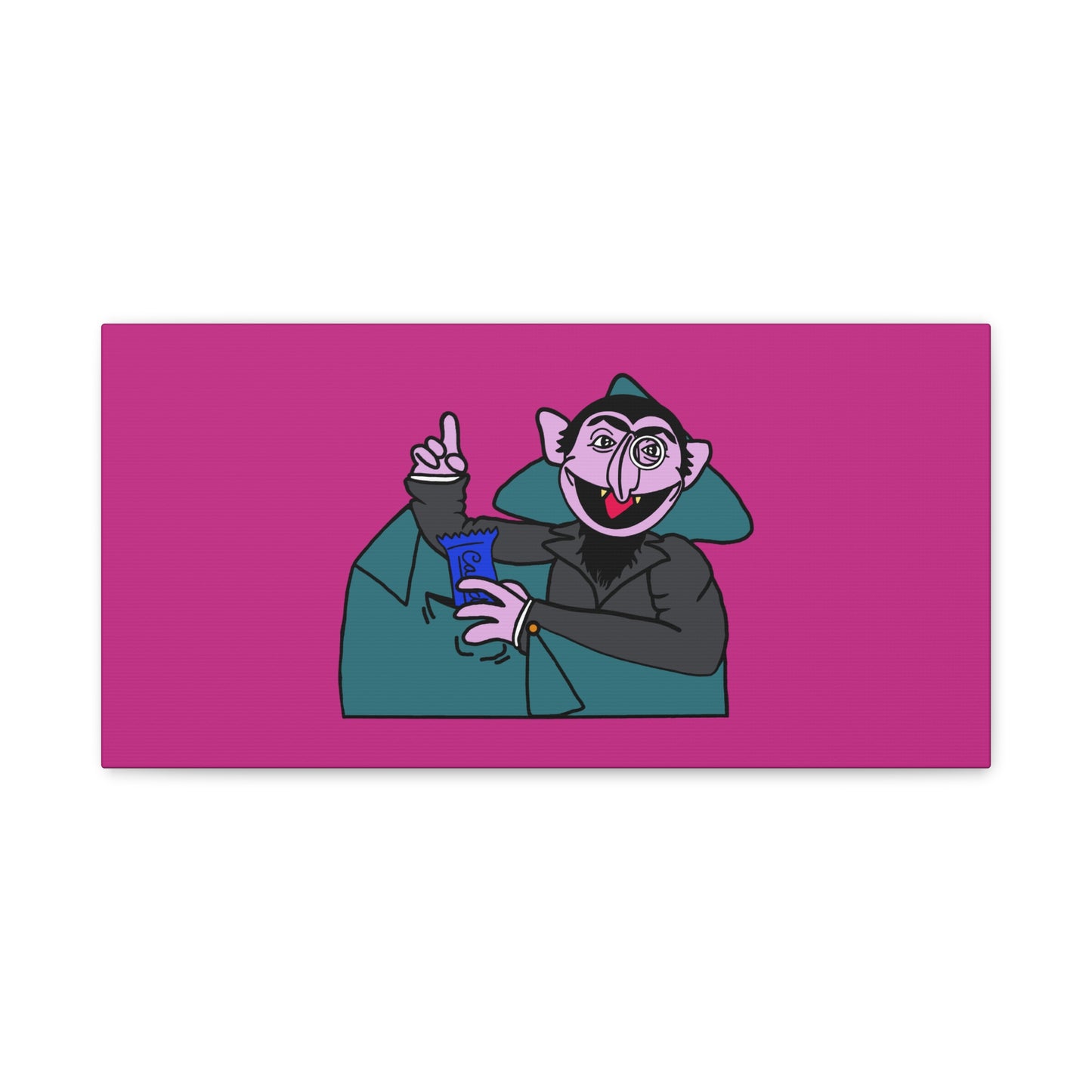 The Count Stealing Candy Canvas Print Pink - Sesame Street The Count Parody Art
