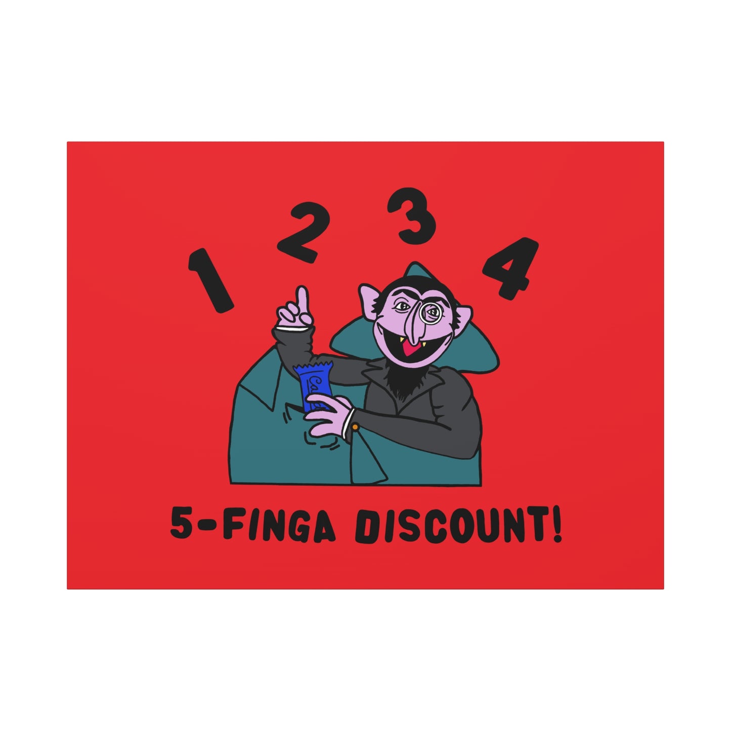 Five Finger Discount Canvas Print Red - Sesame Street The Count Parody Art Print