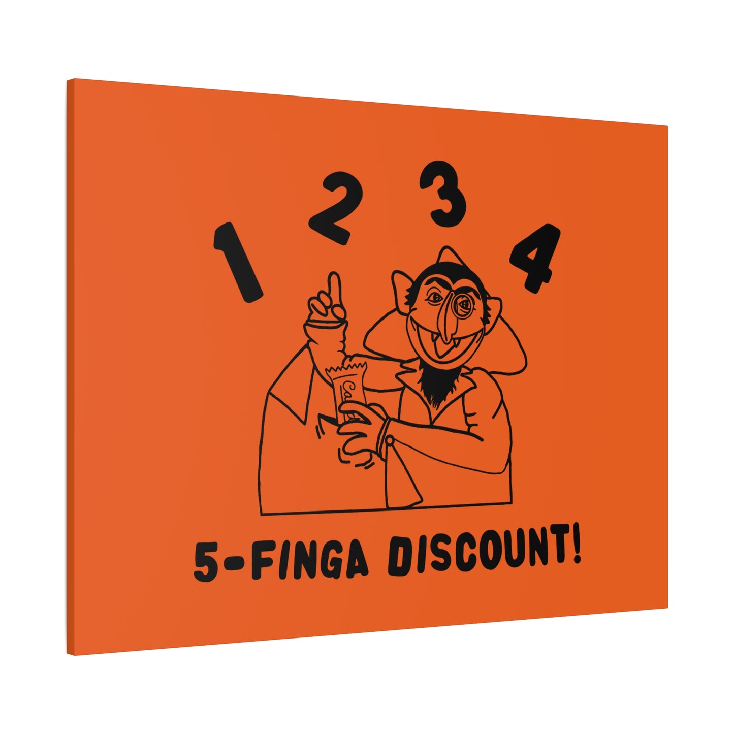 Five Finger Discount Outline Canvas Print Orange - Sesame Street The Count Parody Art Print