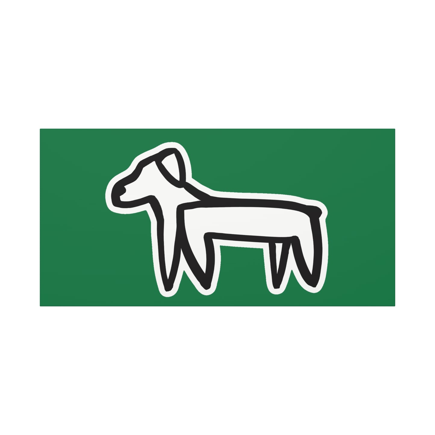 Dog Canvas Print on Green (Sticker Style White Dog) - Dog Art Print