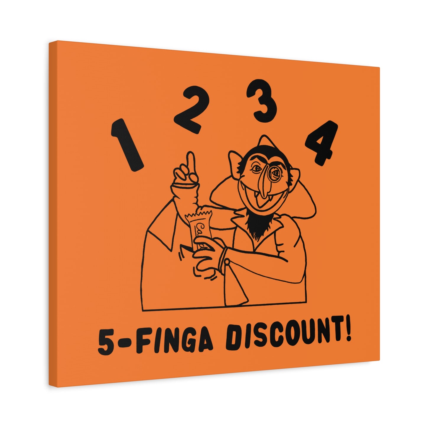 Five Finger Discount Outline Canvas Print Light Orange - Sesame Street The Count Parody Art Print