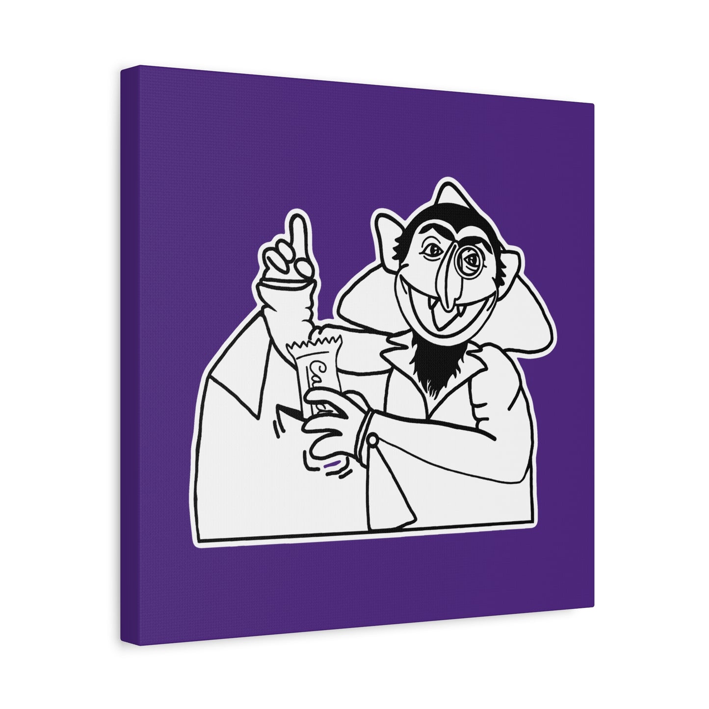 The Count Stealing Candy Outline Canvas Print Purple - Sesame Street The Count Parody Art