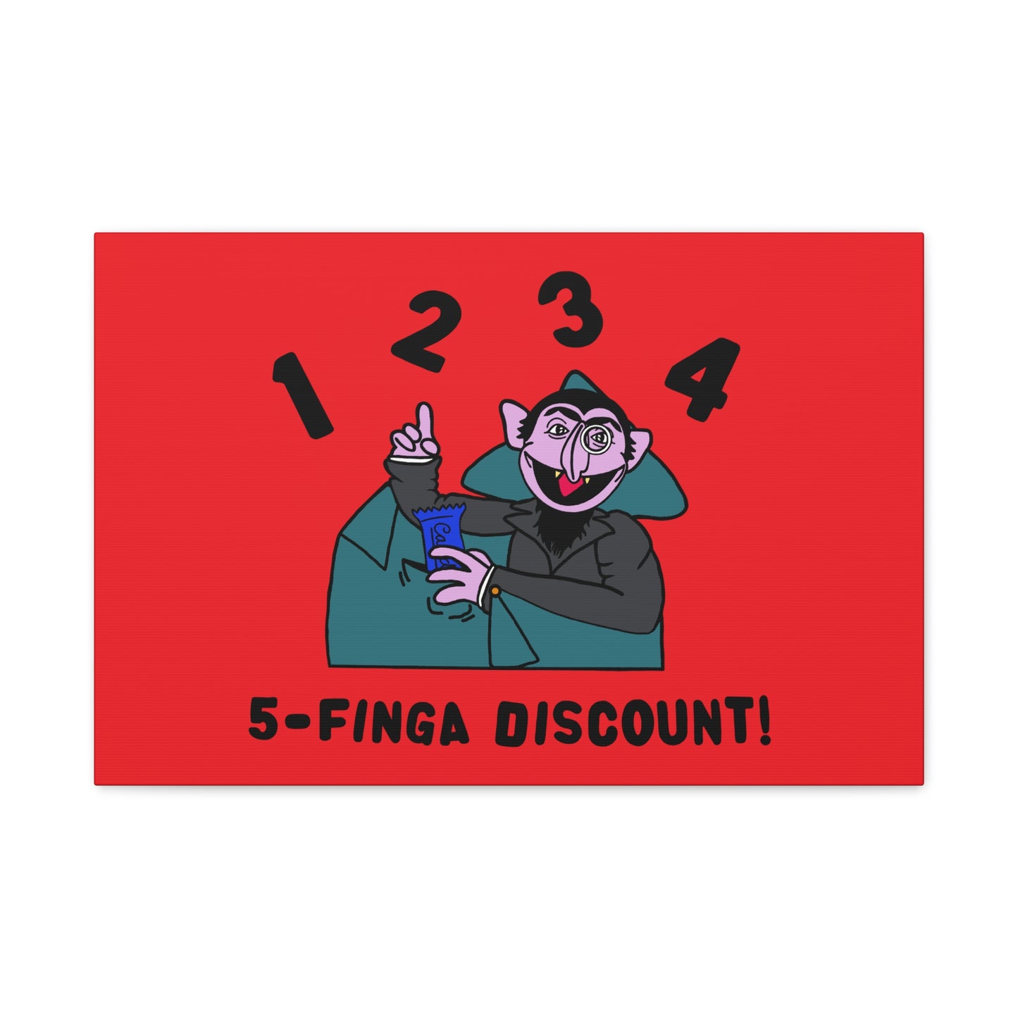 Five Finger Discount Canvas Print Red - Sesame Street The Count Parody Art Print