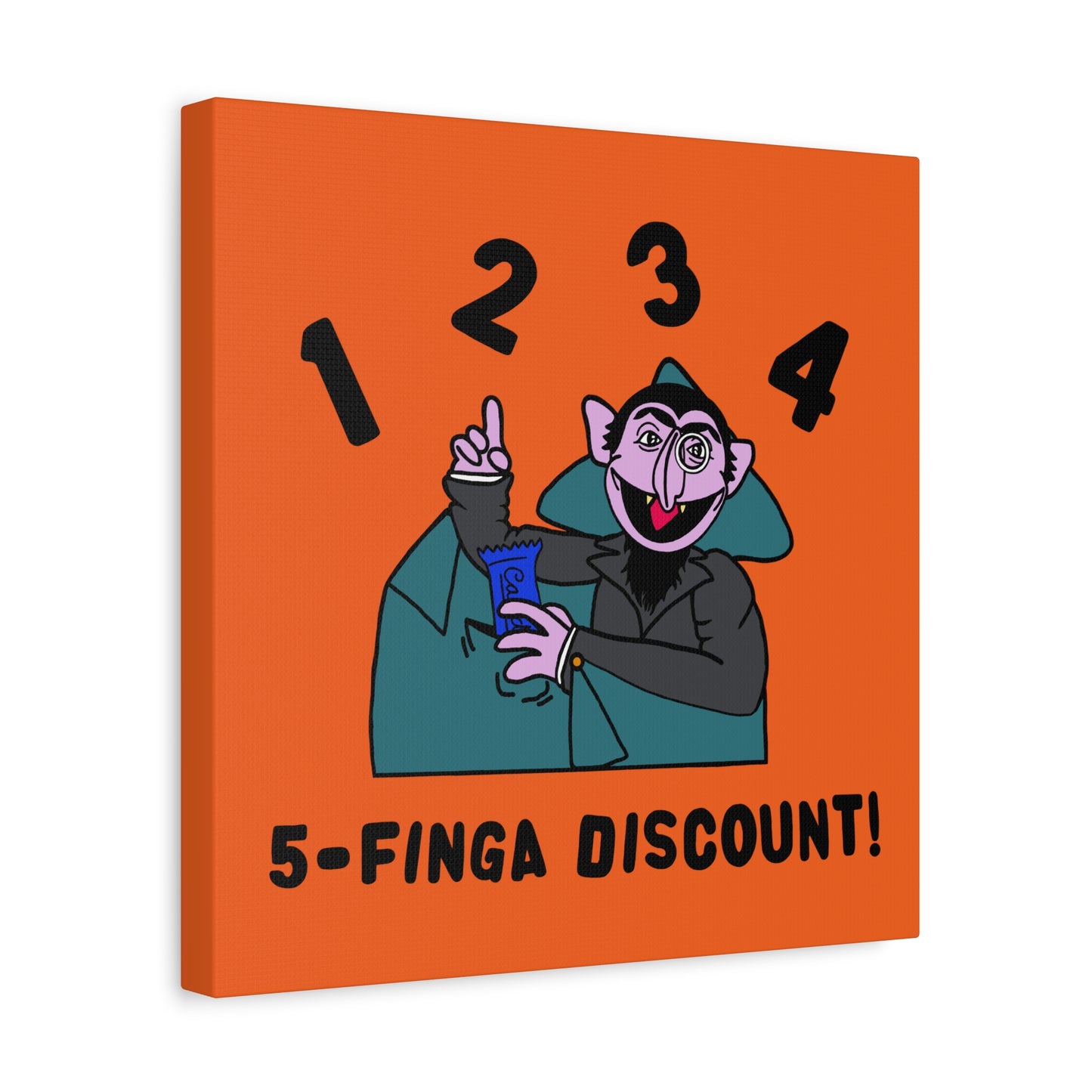 Five Finger Discount Canvas Print Orange - Sesame Street The Count Parody Art Print