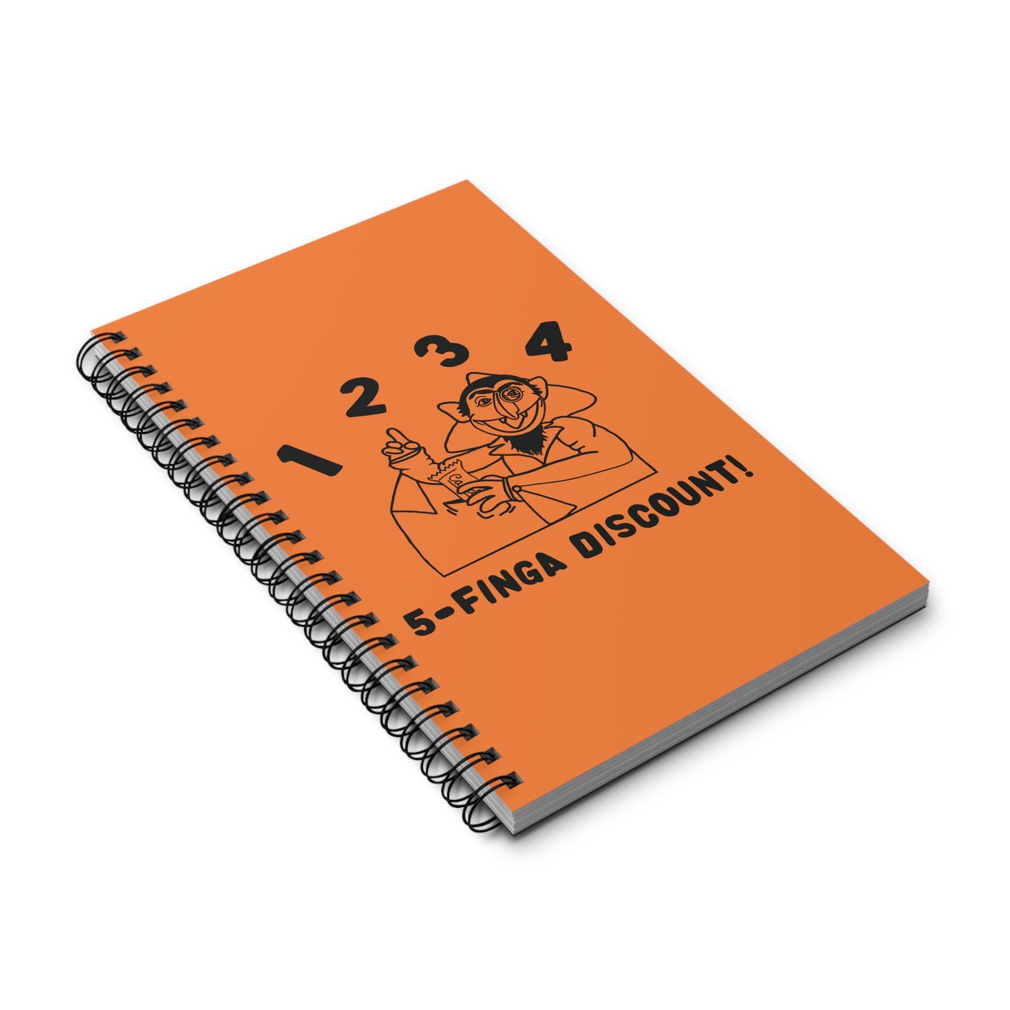 Five Finger Discount Outline Notebook Light Orange - Sesame Street The Count Parody Spiral Notebook
