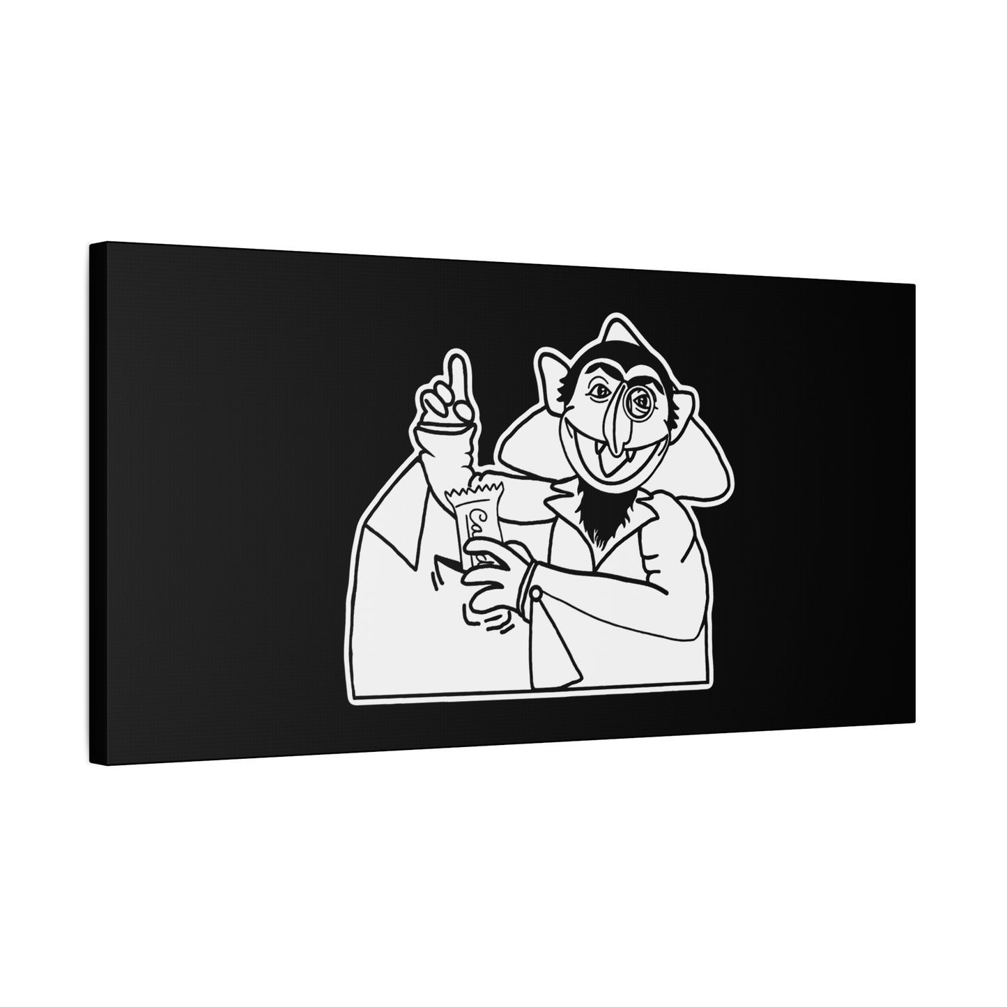 The Count Stealing Candy Outline Canvas Print Black - Sesame Street The Count Parody Canvas Art
