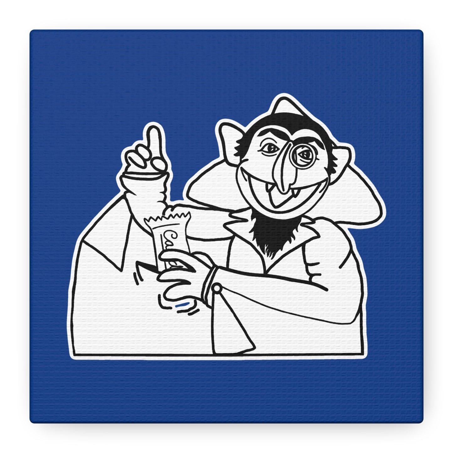 The Count Stealing Candy Outline Canvas Print Dark Blue - Sesame Street The Count Parody Art
