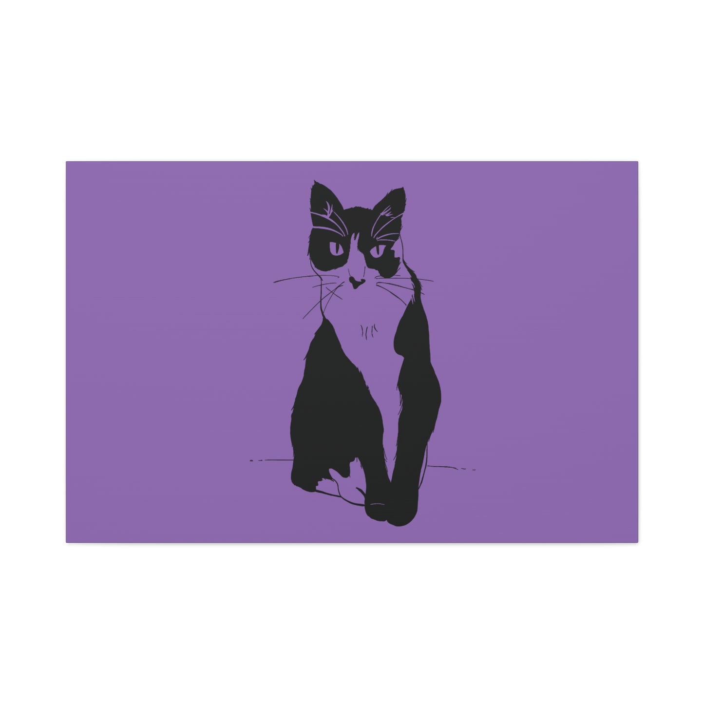Cat Canvas Print on Purple (Transparent Style Cat) - Cat Drawing Art