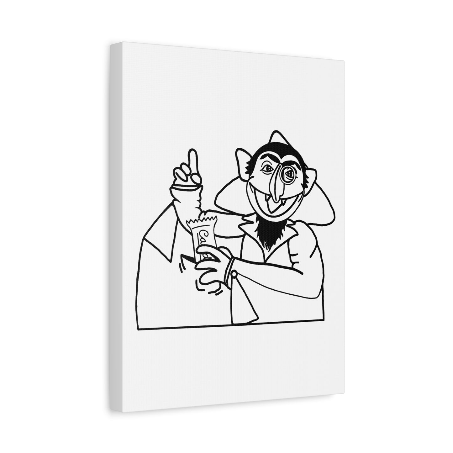 The Count Stealing Candy Outline Canvas Print White - Sesame Street The Count Parody Art
