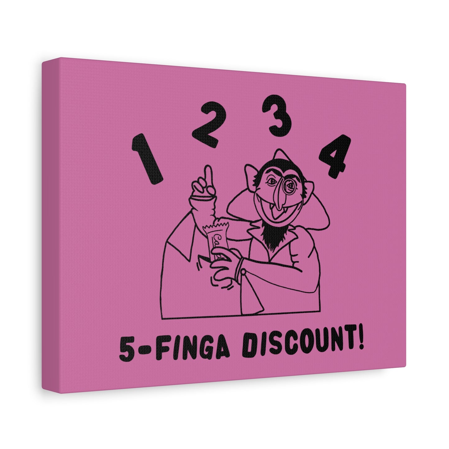 Five Finger Discount Outline Canvas Print Light Pink - Sesame Street The Count Parody Art Print