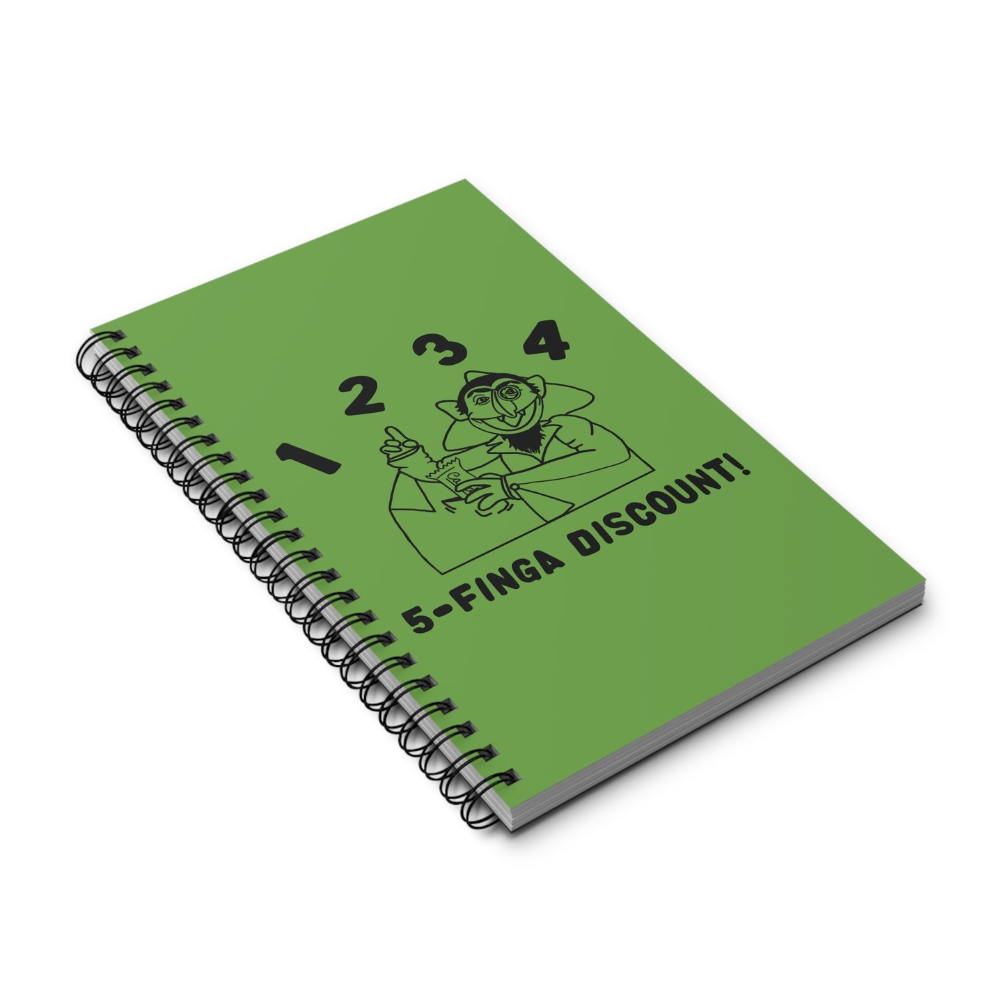 Five Finger Discount Outline Notebook Green - Sesame Street The Count Parody Spiral Notebook