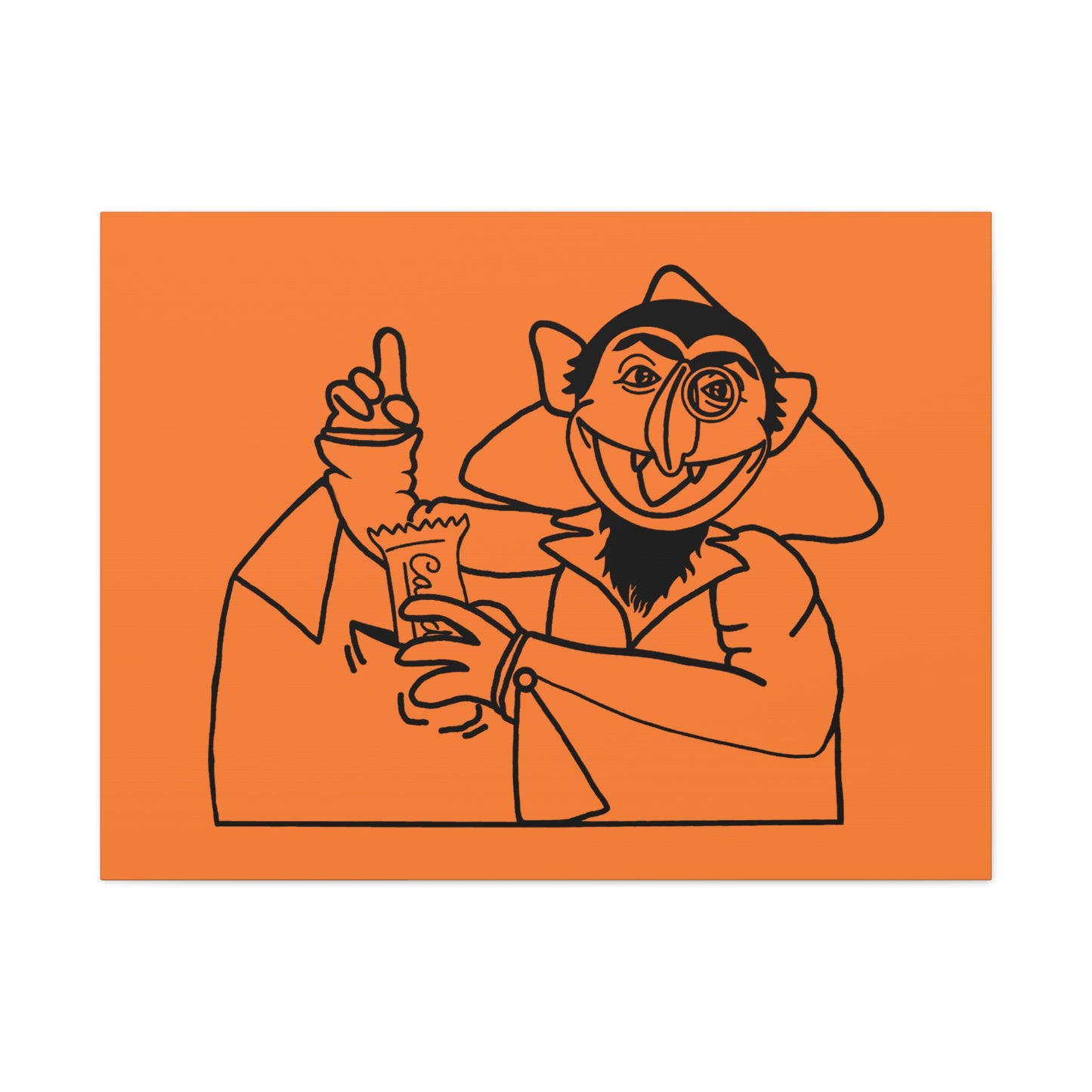 The Count Stealing Candy Outline Canvas Print Light Orange - Sesame Street The Count Parody Art