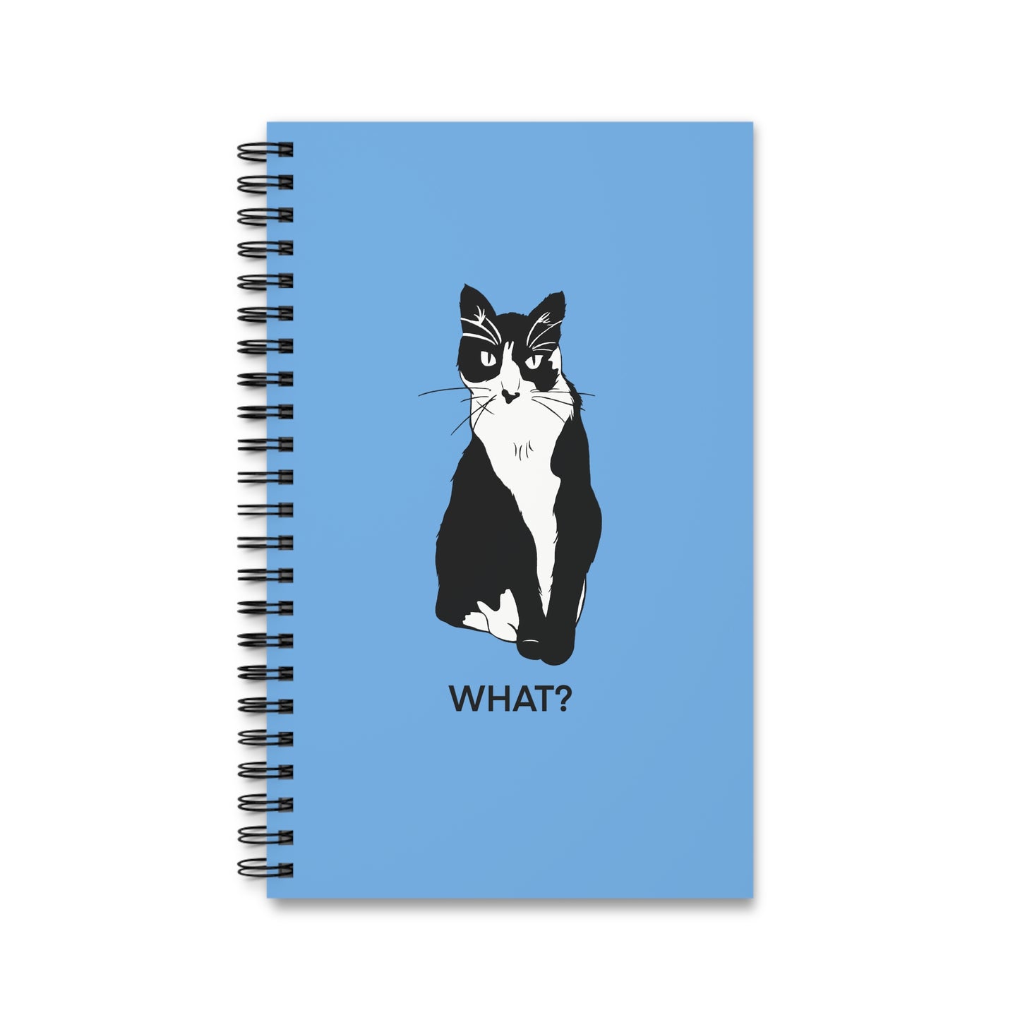 Cattitude Notebook in Light Blue (B&W Style Cat) - Cat Spiral Notebook