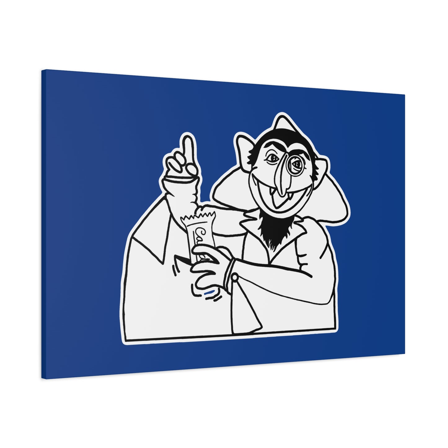 The Count Stealing Candy Outline Canvas Print Dark Blue - Sesame Street The Count Parody Art