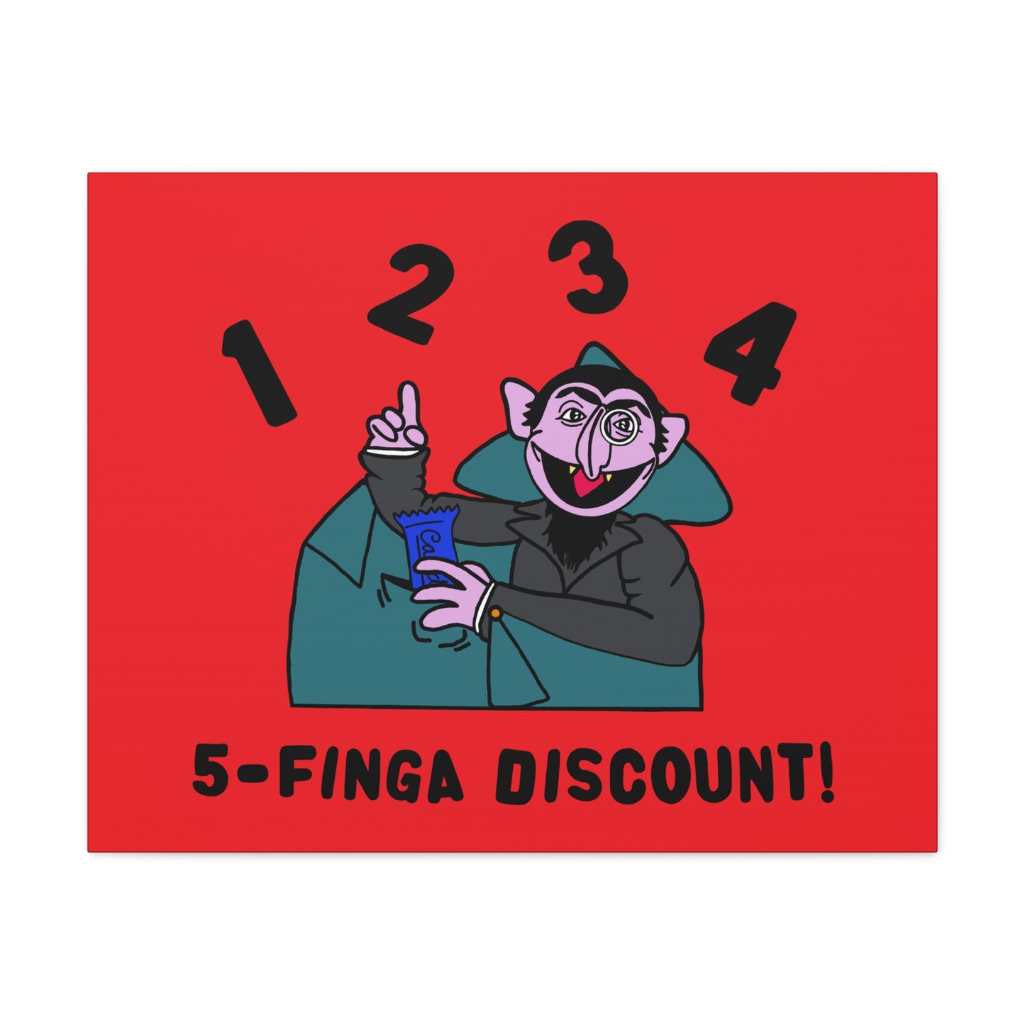 Five Finger Discount Canvas Print Red - Sesame Street The Count Parody Art Print